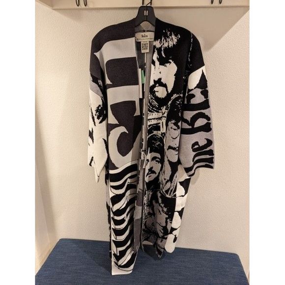 STELLA MCCARTNEY Black The Beatles Get Oversized Intarsia Cotton Coat - Picture 3 of 6